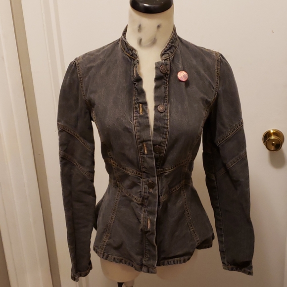 Anna Sui vintage steampunk jean jacket peplum - Picture 2 of 8